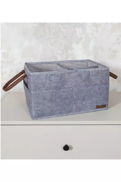 Filtkorg, grå, 33 cm x 20 cm x 18 cm, hållbar, stilren, mångsidig - Förvaringslådor och korgar - 8683743431663 - 1