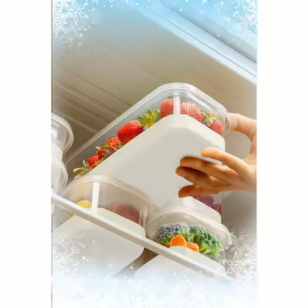 Kylskåpsorganiseringsset (8 delar), grå, 10,8 x 10,8 x 8 cm, platsbesparande, tålig - Matlådor och matförvaringsbehållare - 8684283501373 - 1