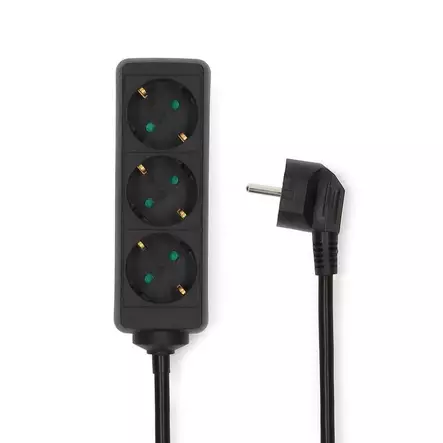 Gren kontakt | Jordad kontakt / Typ F (CEE 7/7) | 3-vägs | 3.00 m | 3680 W | 16 A | Typ av jordning: Sidkontakt | 230 V AC 50/60 Hz | Uttagsvinkel: 45 ° | H05VV-F 3G1.5mm² | Svart - Förlängningskablar - 5412810465873 - 30