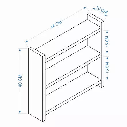 Kökshylla, safir, 44 cm x 10 cm x 40 cm, tålig, platsbesparande, lätt att rengöra - Hylla och klädhängare - 8684282599173 - 1