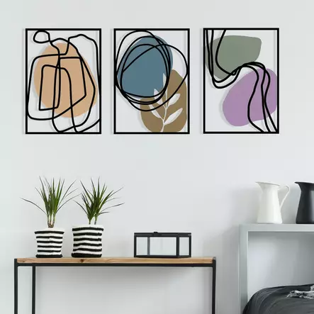 Dekorativ väggdekoration i metall, flerfärgad, 129 x 54 cm, tålig, lätt att montera - Dekorationer, prydnadsföremål - 8684282053613 - 2