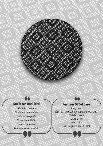 Badrumsmatta, flerfärgad, Diameter 120 cm, antibakteriell, halkfri - Badrumsmattor och våtrumsmattor - 8683342205313 - 2