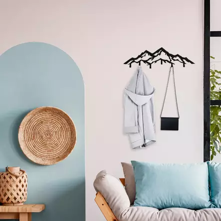 Väggkrok i metall, svart, 80 x 4 x 25 cm, hållbar, stilren, mångsidig - Krokar och konsoler - 8682870729353 - 2