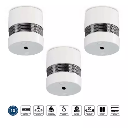Minirökdetektor med 10 års batteri- och sensortid 3-pack Vit - Brandvarnare och kolmonoxidvarnare - 8711902089483 - 1
