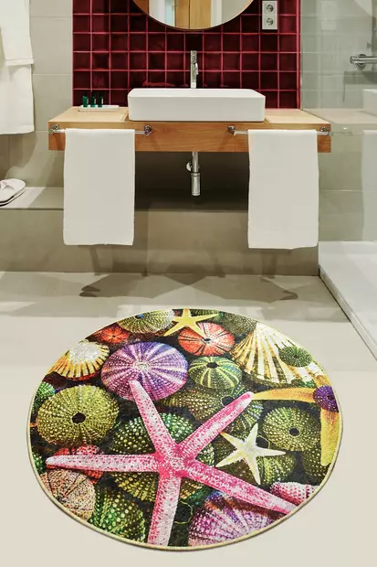 Badrumsmatta Mijölnir Flerfärgad 100% Polyester Antiallergisk Halkfri 100 cm - Badrumsmattor och våtrumsmattor - 8682870129993 - 2