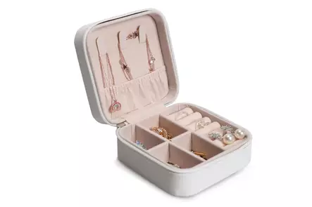 Smyckeskrin Aberto Design Aberto Vit Pu Läder 10x10x5,5 cm - Förvaringslådor och korgar - 8683743767953 - 1