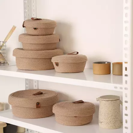 Korgset Aberto Design JUT02004128D Beige Bomull Juterep 15x15x7 20x20x9 25x25x11 cm - Förvaringslådor och korgar - 8683742916833 - 1