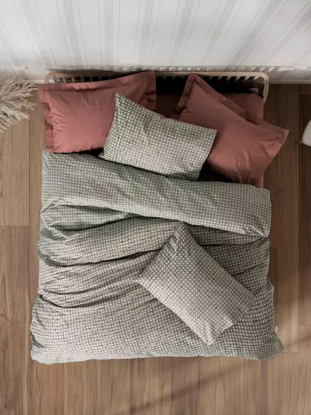 Renforcé påslakanset för dubbelsäng, tegelrött, 200 x 220 cm, mjukt, hållbart - Lakan och örngott - 8684283402823 - 1