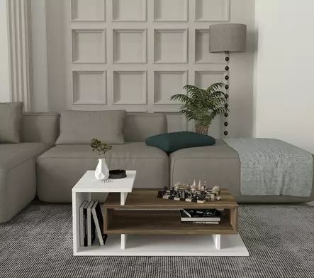 Soffbord Hanah Home Spring Vit Valnöt Spånskiva 90x24,8x50 cm - Soffor - 8681181613603 - 2