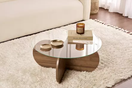 Soffbord Hanah Home Aeris Valnöt Härdat Glas Spånskiva 75x35x75 cm - Soffbord - 8684283687633 - 2