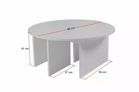 Soffbord, naturvit, Ø90 x 41 cm, hållbar, mångsidig, stilren - Bord - 8684283112173 - 1