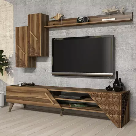 TV-bänk Hanah Home Beril Valnöt Spånskiva 180x40x37 cm - TV-bänkar - 8681875184273 - 2