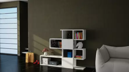 Bokhylla Hanah Home Karlin Vit Spånskiva 120x109x19,5 cm - Bokhyllor - 8681181613313 - 2