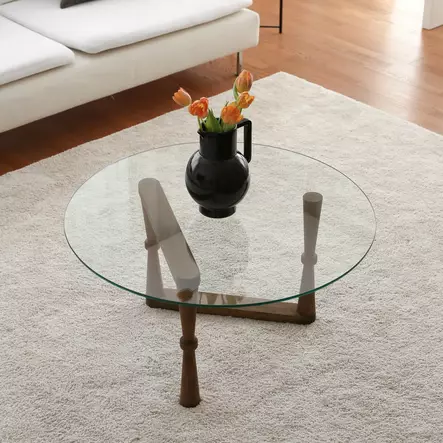 Soffbord Hanah Home S301 Valnöt Massivt Trä Härdat Glas 80x41x80 cm - Soffor - 8682870558533 - 2