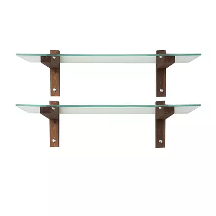 Vägghylla Hanah Home R200 Valnöt Massiv Furu Härdat Glas 85x25x25 cm - Vägghyllor - 8681875707953 - 1