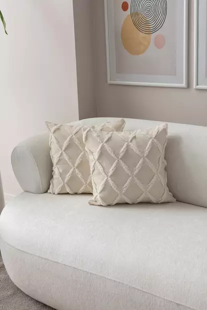 Kuddfodral Set Aberto Design Tuffet Cream Polyester 43x43 cm - Prydnadskuddar - 8684283503643 - 1