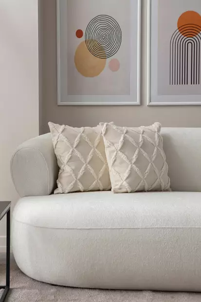 Kuddfodral Set Aberto Design Tuffet Cream Polyester 43x43 cm - Prydnadskuddar - 8684283503643 - 2