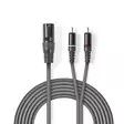 Balanserad ljudkabel | XLR 3-stifts hane | 2x RCA Hane | Nickelplaterad | 1.50 m | Rund | PVC | Mörkgrå | Kartonghylsa - Ljudkablar - 5412810295753 - 1
