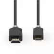 High Speed HDMI kabel med Ethernet | HDMI Kontakt | HDMI Mini kontakt | 4K@60Hz | 18 Gbps | 2.00 m | Rund | PVC | Antracit | Kartong med fönster - HDMI-kablar - 5412810264803 - 10