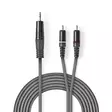 Stereoljudkabel | 3.5 mm Hane | 2x RCA Hane | Nickelplaterad | 1.50 m | Rund | Mörkgrå | Kartonghylsa - Ljudkablar - 5412810295203 - 1
