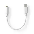USB-C Adapter | USB 2.0 | USB-C Hane | 3.5 mm Hona | 0.10 m | Rund | Nickelplaterad | PVC | Vit | Låda - Dator och nätverk - 5412810336593 - 1