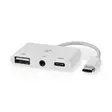 USB Multi-Port Adapter | 3-in-1 | USB 2.0 | USB-C Hane | USB-A Hona / USB-C Hona / 3.5 mm Hona | 480 Mbps | 0.10 m | Rund | Nickelplaterad | PVC | Vit | Låda - Dator och nätverk - 5412810415953 - 1