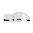 USB Multi-Port Adapter | 3-in-1 | USB 2.0 | USB-C Hane | USB-A Hona / USB-C Hona / 3.5 mm Hona | 480 Mbps | 0.10 m | Rund | Nickelplaterad | PVC | Vit | Låda - Dator och nätverk - 5412810415953 - 10