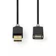 USB-kabel | USB 2.0 | USB-A Hane | USB-A Hona | 480 Mbps | Guldplaterad | 3.00 m | Rund | PVC | Antracit | Låda - Dator och nätverk - 5412810335893 - 10