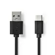 USB-kabel | USB 2.0 | USB-C Hane | USB-A Hane | 60 W | 480 Mbps | Nickelplaterad | 1.00 m | Rund | PVC | Svart | Låda - Dator och nätverk - 5412810288953 - 1