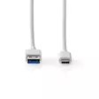 USB-kabel | USB 3.2 Gen 1 | USB-A Hane | USB-C Hane | 60 W | 5 Gbps | Nickelplaterad | 1.00 m | Rund | PVC | Vit | Låda - Dator och nätverk - 5412810401383 - 10