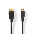 High Speed HDMI kabel med Ethernet | HDMI Kontakt | HDMI Mini kontakt | 4K@30Hz | 10.2 Gbps | 3.00 m | Rund | PVC | Svart | Label - HDMI-kablar - 5412810427093 - 1
