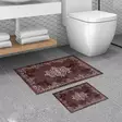 Badrumsmatta Set Mijölnir Claret Red 100% Polyester Halkfri Antibakteriell 50x60 cm & 60x100 cm - Badrumsmattor och våtrumsmattor - 8683342421423 - 2