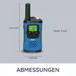Walkie-Talkie Set | 2 handenheter | Upp till 7 km | Frekvenskanaler: 8 | PTT / VOX | 24 h standby | Laddningsstation ingår | Hörlursutgång | Blå / Svart - Walkie-talkies och megafoner - 8712412592623 - 55