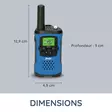 Walkie-Talkie Set | 2 handenheter | Upp till 7 km | Frekvenskanaler: 8 | PTT / VOX | 24 h standby | Laddningsstation ingår | Hörlursutgång | Blå / Svart - Walkie-talkies och megafoner - 8712412592623 - 56