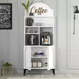 Kaffebarskåp Hanah Home Lyon 80 Vit Svart Spånskiva 81,3x201x35 cm - Skåp och byråer - 8684283401673 - 3
