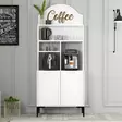 Kaffebarskåp Hanah Home Lyon 80 Vit Svart Spånskiva 81,3x201x35 cm - Skåp och byråer - 8684283401673 - 2