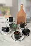 Kaffekoppar Set Hermia Vit Svart Keramik 12 Delar - Kaffe- och teserviser - 8684283356003 - 3