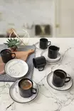Kaffekoppar Set Hermia Vit Svart Keramik 12 Delar - Kaffe- och teserviser - 8684283356003 - 2