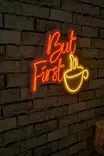 Dekorativ Led Väggbelysning Wallity But First Coffee Röd Gul Plast 47x37 cm - Ljussmycken och ljusfigurer - 8683342475853 - 3