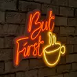 Dekorativ Led Väggbelysning Wallity But First Coffee Röd Gul Plast 47x37 cm - Ljussmycken och ljusfigurer - 8683342475853 - 2