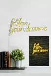 Dekorativ Led Väggdekor Wallity Follow Your Dreams Gul Plast 60x32 cm - Ljussmycken och ljusfigurer - 8682870287983 - 5