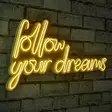 Dekorativ Led Väggdekor Wallity Follow Your Dreams Gul Plast 60x32 cm - Ljussmycken och ljusfigurer - 8682870287983 - 2