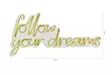 Dekorativ Led Väggdekor Wallity Follow Your Dreams Gul Plast 60x32 cm - Ljussmycken och ljusfigurer - 8682870287983 - 9