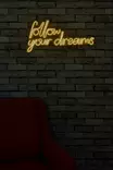 Dekorativ Led Väggdekor Wallity Follow Your Dreams Gul Plast 60x32 cm - Ljussmycken och ljusfigurer - 8682870287983 - 4