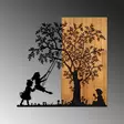 Väggdekor Trä Wallity The Tree And The Shaking Children Valnöt/Svart Trä/Metall 58x59 cm - Dekorationer, prydnadsföremål - 8683342993173 - 5