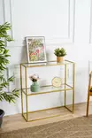 Sideboard Hanah Home Berra Guld Härdat Glas 80x85x30 cm - Sidobord och extrabord - 8683742474883 - 2