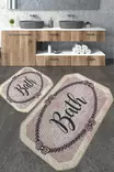 Badrumsmatta Set Mijölnir Flerfärgad 100% Polyester Antibakteriell Halkfri 50x60 cm & 60x100 cm - Badrumsmattor och våtrumsmattor - 8683342801003 - 1
