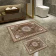 Badrumsmatta Set Mijölnir Beige Halkfri Antibakteriell 100% Polyester 50x60 cm & 60x100 cm - Badrumsmattor och våtrumsmattor - 8683342421393 - 2
