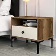 Sängbord Hanah Home Lizbon 533 Valnöt Cream Spånskiva 56x50,8x40 cm - Nattduksbord - 8683743327683 - 2