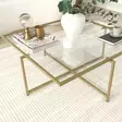 Soffbord Hanah Home Sun S411 Guld Härdat Glas 85x35x85 cm - Soffbord - 8683342949613 - 9